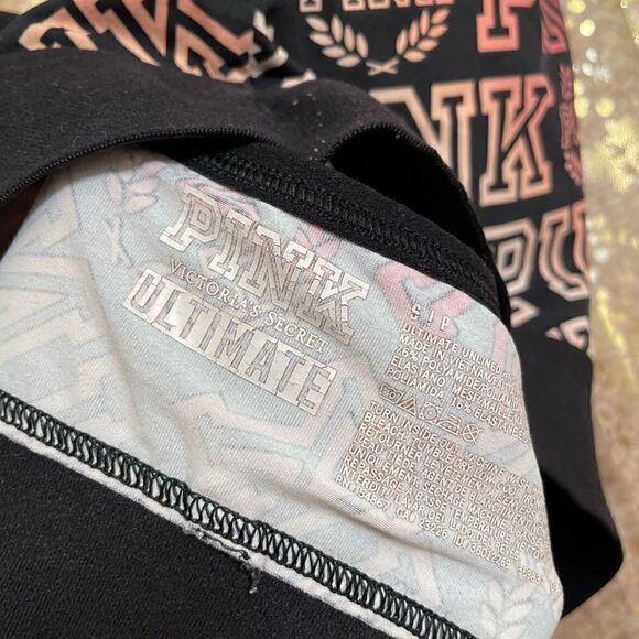 PINK Victorias Secret Ultimate Pink Black Ombre Logo Sports Bra, Small - Picture 4 of 5